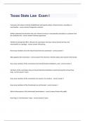 Texas State Law - Exam I questions and verified correct  answers 2023