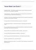 Texas State Law Exam 1 questions and complete correct answers