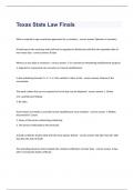 Texas State Law Finals exam questions and  verified correct answers 2023