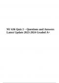 NU 636 Quiz 2 &lpar;Questions and Answers&rpar; Latest Update 2023-2024 Graded A&plus;