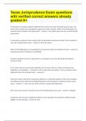 Texas Jurisprudence Exam questions with verified correct answers already graded A&plus;&period;
