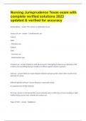 Nursing Jurisprudence Texas exam with complete verified solutions 2023 updated & verified for accuracy&rpar;
