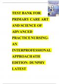 TEST BANK FOR PRIMARY CARE ART AND SCIENCE OF ADVANCED PRACTICE NURSING-AN INTERPROFESSIONAL APPROACH 6TH EDITION- DUNPHY