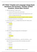 ATI TEAS 7 English and Language Usage Exam Questions and Answers | Already verified Answers | Brand New Version!