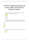 ATI TEAS 7 Math Exam Questions and Answers | 100% Correct Answers | Brand New Version!