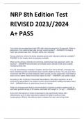 NRP 8th Edition Test REVISED 2023//2024  A+ PASS