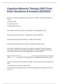 Cognitive Behavior Therapy &lpar;CBT&rpar; Final Exam Questions & Answers 2023&sol;2024