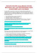 NCLEX EXAM 2023 REAL EXAM REVIEW ALL 150 QUESTIONS AND ANSWERS 100&percnt; SCORES