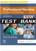 PROFESSIONAL NURSING CONCEPTS & CHALLENGES TEST BANK FOR PROFESSIONAL NURSING  CONCEPTS & CHALLENGES 9TH EDITION ALL  CHAPTERS COVERED .QUESTION /ANSWER &  RATIONALE LATEST UPDATE Professional Nursing: Concepts & Challenges, 9 th Edition Test Bank