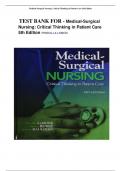 TEST BANK FOR - Medical-Surgical Nursing&colon; Critical Thinking in Patient Care 5th Edition PRISCILLA LEMON