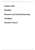 RCE2601 portfolio  October/ November exam 2023( Both options completed)