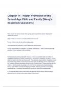 Chapter 14 - Health Promotion of the School-Age Child and Family Test Bank [Wong's Essentials ] Questions and Correct Answers