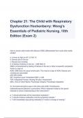 Chapter 21: The Child with Respiratory Dysfunction Hockenberry: Wong's Essentials of Pediatric Nursing Test Bank 10th Edition (Exam 2) Questions and Correct Answers