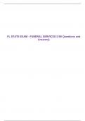 FL STATE EXAM - FUNERAL SERVICES &lbrace;100 Questions and Answers&rcub;