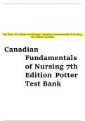 Test Bank for Potter and Perry's Canadian Fundamentals of Nursing, 7th Edition by Astle