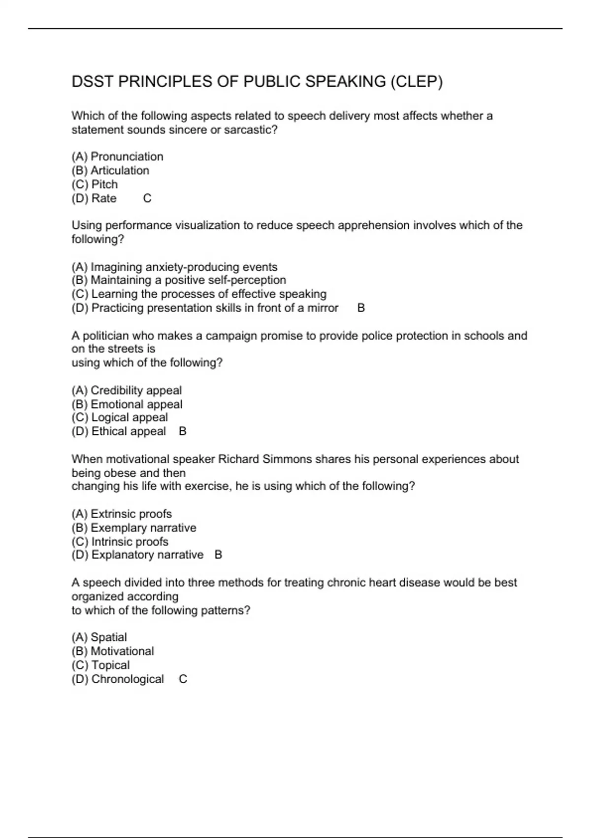 DSST Principles of Public Speaking (CLEP) 2 Exam (elaborations) DSST ...