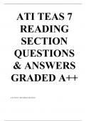 ATI TEAS 7 READING SECTION 2023/2024 QUESTIONS & ANSWERS GRADED A++