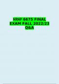 NRNP 6675 FINAL EXAM FALL 2022/23 QUESTIONS AND ANSWERS GRADED A+