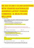 NR 222 EXAM 3 EXAM QUESTIONS  WITH VERIFIED RATIONALED  ANSWERS LATEST VERIONS  COMBINED /& HEALTH AND  WELLNESS MULTIPLE CHOICE