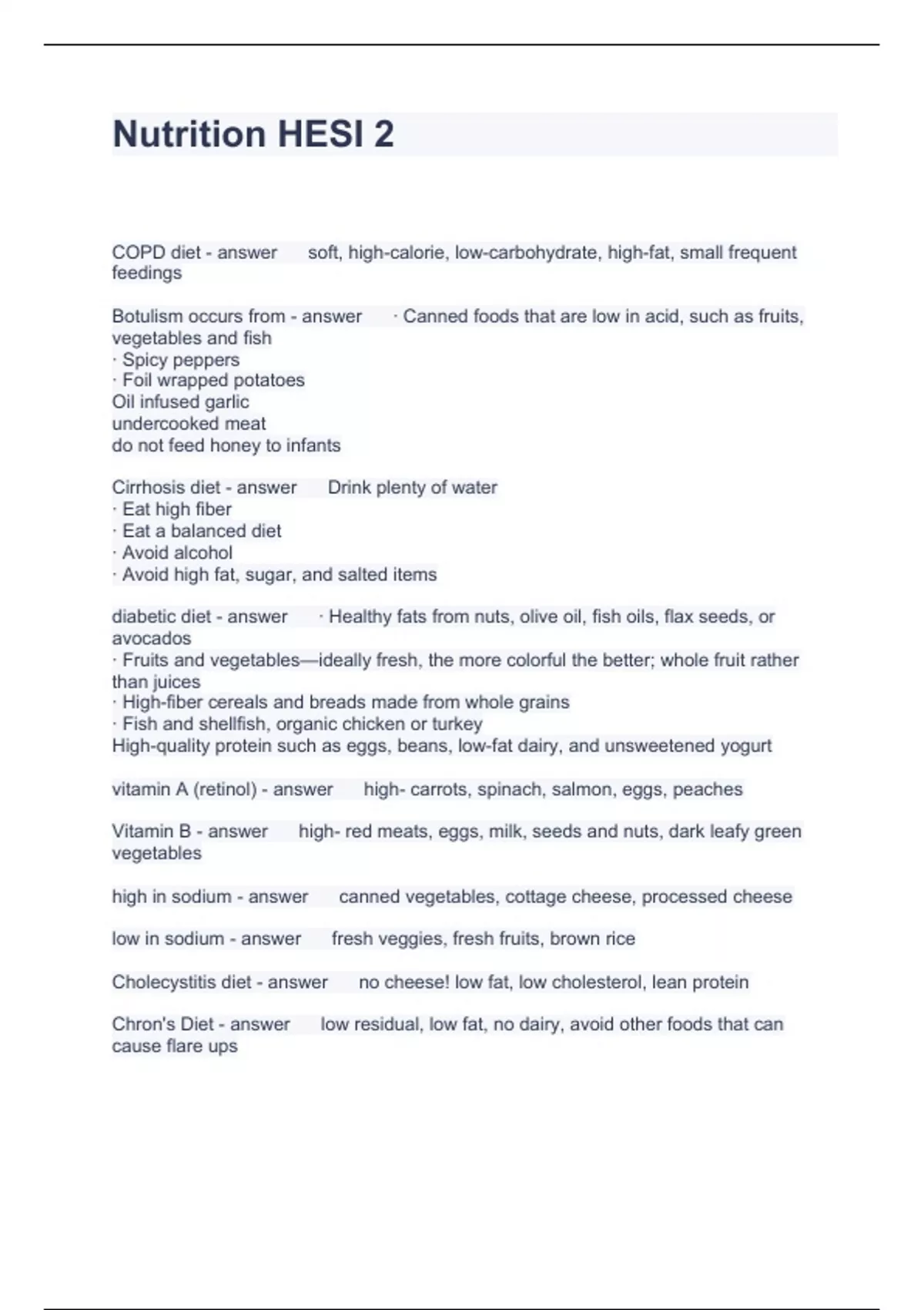 Nutrition HESI 2 Questions And Answers 100 Correct 2023 HESI nutrition-hesi-2-questions-and-answers-100-correct-2023-hesi