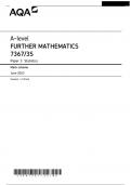 AQA A-level FURTHER MATHEMATICS 7367/3S Paper 3 Statistics Mark scheme June 2023 Version: 1.0 Final