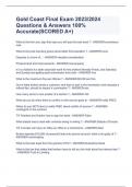 Gold Coast Final Exam 2023&sol;2024 Questions & Answers 100&percnt; Accurate&lpar;SCORED A&plus;&rpar;