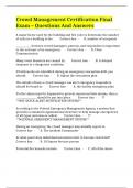Crowd Management Certification Final Exam &ndash; Questions And Answers