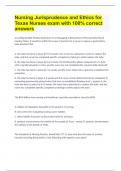 Nursing Jurisprudence and Ethics for Texas Nurses exam with 100&percnt; correct answers&period;