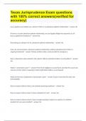 Texas Jurisprudence Exam questions with 100&percnt; correct answers&lpar;verified for accuracy&rpar;&period;
