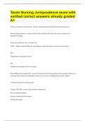 Texas Nursing Jurisprudence exam with verified correct answers already graded A&plus;