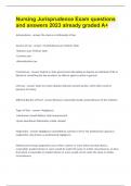 Nursing Jurisprudence Exam questions and answers 2023 already graded A&plus;