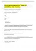 Nursing Jurisprudence Texas &vert;80 questions and answers