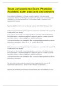 Texas Jurisprudence Exam &lpar;Physician Assistant&rpar; exam questions and answers