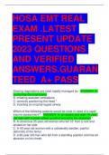 HOSA EMT REAL  EXAM .LATEST  PRESENT UPDATE  2023 QUESTIONS  AND VERIFIED  ANSWERS.GUARAN TEED A+ PASS