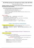 NR 293 Pharmacology for Nursing Exam 1 Study Guide 2023-2024