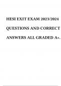 HESI EXIT EXAM 2023/2024 QUESTIONS AND CORRECT ANSWERS ALL GRADED A+.