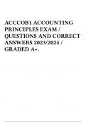 ACCCOB1 ACCOUNTING PRINCIPLES EXAM / QUESTIONS AND CORRECT ANSWERS 2023/2024 / GRADED A+.