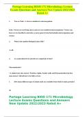 Portage Learning BIOD 171 Microbiology Lecture Exams Questions and Answers New Update 2022/2023 Rated A+