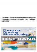 Test Bank - Focus On Nursing Pharmacology 9th Edition By Amy Karch Chapter 1-59 | Complete 2023-2024
