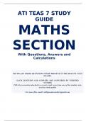 ATI TEAS 7 STUDY GUIDE MATHS SECTION QUESTIONS, ANSWERS & CALCULATIONS