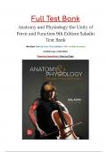 TEST BANK FOR ANATOMY AND PHYSIOLOGY THE UNITY OF FORM AND FUNCTION 9TH EDITION SALADIN LATEST UPDATE WITH ALL CHAPTER QUESTIONS AND CORRECT ANSWERS 100&percnt; COMPLETE SOLUTION
