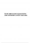 NUTR 1000 EXAM II QUESTIONS AND ANSWERS LATEST 2023-2024 