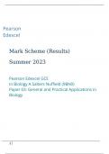 Pearson Edexcel marking scheme In Biology A Salters Nuffield Paper 03 General and Practical Applications in Biology June 2023