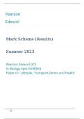 Pearson Edexcel GCE In Biology Spec B marking scheme Paper 01 Lifestyle, Transport,Genes and Health