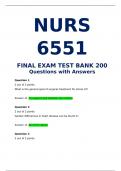 NURS 6551 Final Exam Test Bank 200 Questions with Answers