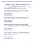 Risk Management - CMCA Test Preparation &vert; Verified Questions And Answers