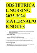 OBSTETRICAL NURSING 2023-2024 MATERNAL&sol;OB NOTES