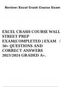 EXCEL CRASH COURSE WALL STREET PREP EXAM(COMPLETED ) EXAM / 50+ QUESTIONS AND CORRECT ANSWERS 2023/2024 GRADED A+. 