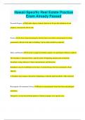 Hawaii-Specific Real Estate Practice  Exam Questions with Answers Already Passed