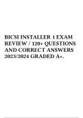 BICSI INSTALLER 1 EXAM REVIEW / 120+ QUESTIONS AND CORRECT ANSWERS 2023/2024 GRADED A+. 